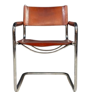 Vintage Chrome and Leather Chair, Marcel Breuer Style, 1970s 