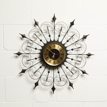 Vintage Mid-Century Modern Starburst Wall Clock 