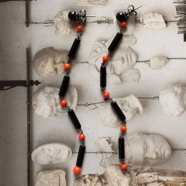 Onyx and Coral Earrings