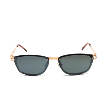 Authentic Vintage 90s Gold Rectangle Wire Frame Sunglasses 