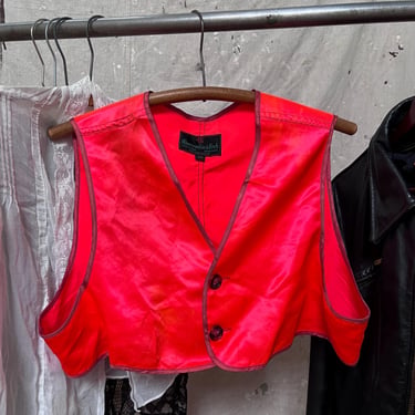 Large 1960s Abercrombie & Fitch Hunting Vest Button Front Day-Glo Hi-Vis 50s 1950s 60s 