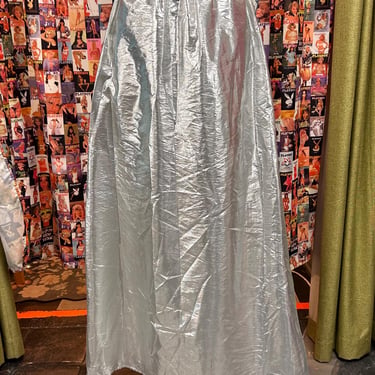 1970s Metallic Silver Maxi Skirt S-M 