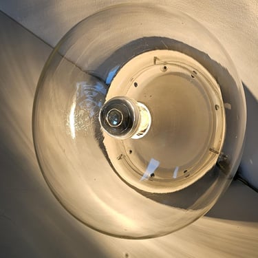 Vintage 1970s Space Age Glass Flush Mount Ceiling Light - 30 cm Mid-Century Modern - Transparent Sphere Lamp - E27 Retro Home Decor 