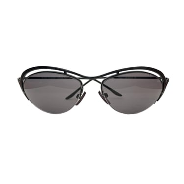 Vintage Y2K Black Futuristic Style Cat Eye Sunglasses 