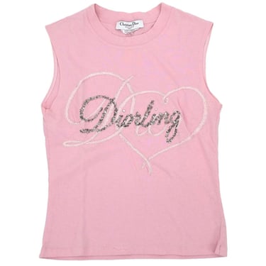 Christian Dior Sleeveless Tank Top Sequins Rhinestone Beads Pink