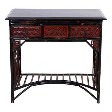 Chinese Bamboo and Lacquered Desk