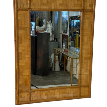 Vintage Rattan and Bamboo Wall Mirror