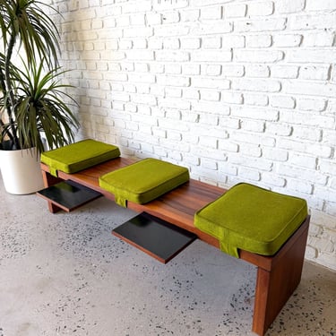 Milo Baughman for Thayer Coggin Bench with Cushions and pull-out tables