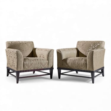 Barbara Barry for Baker Fluted Mahogany Lounge Chair - Pair 