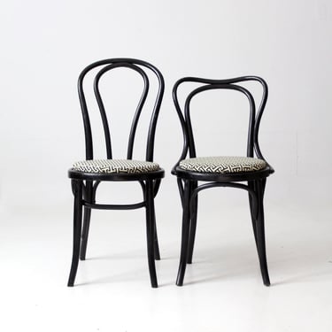 pair vintage painted bentwood cafe chairs with upholstery 