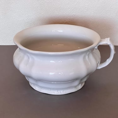 Antique Johnson Brothers Ironstone Chamber Pot England Large White Farmhouse Bowl 