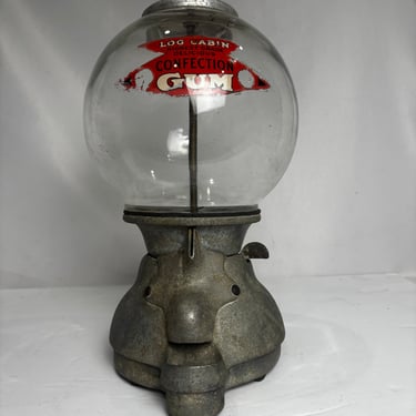 Vintage Log Cabin Confection Gum Ball Machine | Cast Iron & Glass Globe Vending Collector’s Item CSMB