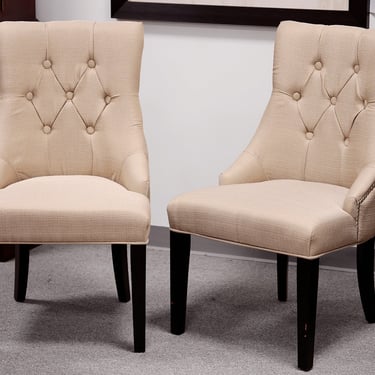 Pair of Tufted Upholstered Host and Hostess Chairs