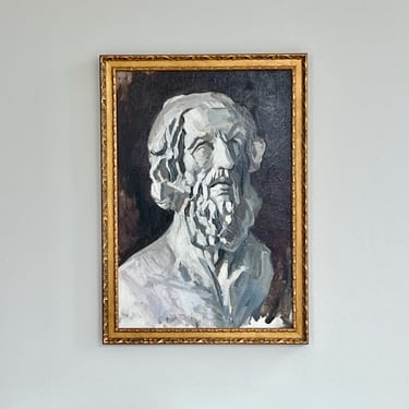 Vintage Oil Painting Greek Bust Portrait 