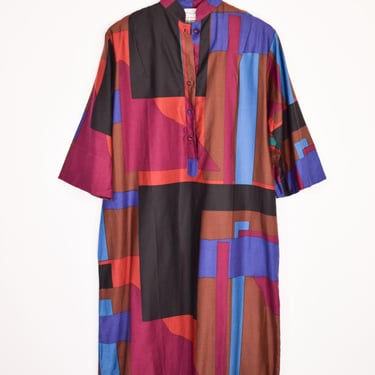 Vintage 1980s Modernist Print Tunic Dress | Katherine Ogust | S/M 