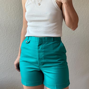 70s Teal Shorts 70s Lady Thomson High Waisted Shorts Vintage Green Shorts 70s Shorts Perma Press 70s Shorts Vintage 70s Green Shorts 