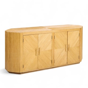 Bielecky Brothers Style Mid Century Split Pencil Reed Bamboo Credenza - mcm 