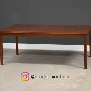 Refinished 71” to 126” Danish Modern Teak Draw Leaf Dining Table 