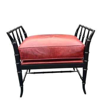 Beautiful Woodbridge Furniture Co faux bamboo leather ottoman 