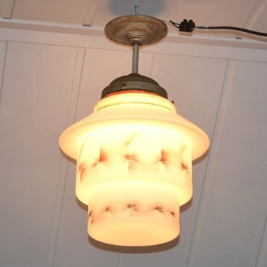 Ceiling lamp stepped Art Deco Bauhaus overhead lamp Lights glass white white glass country house Vintage shabby 20s 30s ceiling lamp chandelier 
