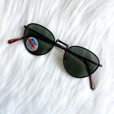 Vintage Round Skinny Black Tortoiseshell Sunglasses 