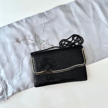Vintage clutch mesh black, handbag black, evening bag 