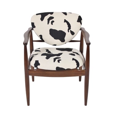 Vintage Restored Mid-Century Modern Cow Print Armchair