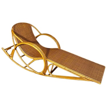 Rattan Rocking Chaise Lounge Chair, 1970