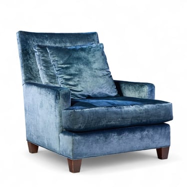 Baker Furniture Blue Velvet Lounge Chair 