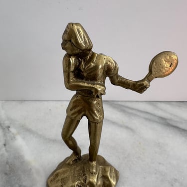 Brass Pickleball Statue Midcentury Sculpture Table Tennis Racquetball 