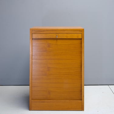 Vintage 1970s Teak Tambour Roll Up Cabinet Danish Teak Chest of Drawers 