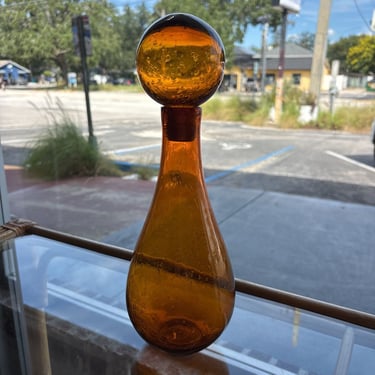 Vintage Empoli Style Glass "Genie Bottle" Decanter