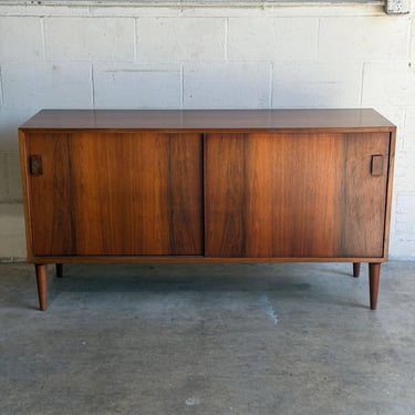 DR Viby J Rosewood Sideboard Credenza with Dual Sliding Doors Danish Mid-Century Modern 1960s 