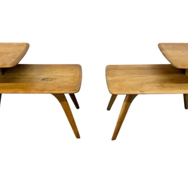 Mid-Century Modern Heywood Wakefield Solid Maple Side Tables - Set of 2 