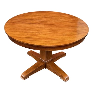 Ethan Allen Arts and Craft Style “Tango” Collection Round Dining Table With One Leaf 