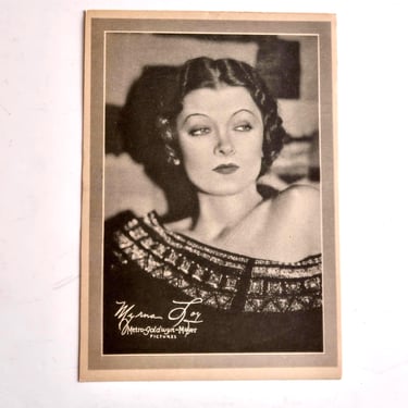 MYRNA LOY Original Vintage 1930s Sepia Cardstock Fan Photo 