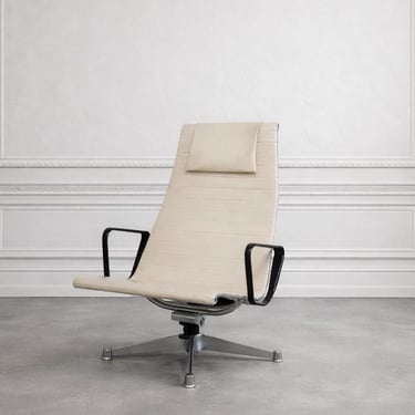 Charles and  Ray Eames EA124 Aluminum Group Lounge Chair for Vitra  Mid Century Modern Swivel Chair with High Back & Headrest, Chrome Base 
