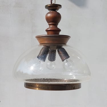 Vintage Blown Glass Chandelier / Mid Century Modern Chandelier / Vintage Lightning / Mid Century Rustic Pendant Lamp / Rustic Style /70's 