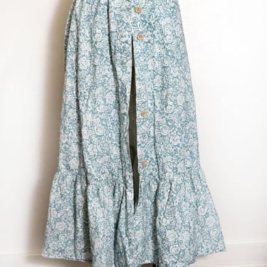 70's Calico Peasant Skirt A Line flared, flounce ruffle, Long skirt, Vintage Hippie Gunne sax Dress 