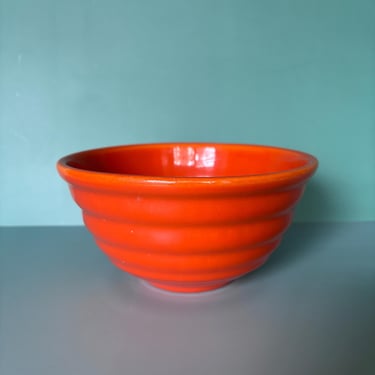 Vintage Orange Ringware Pottery Bowl California Pottery Ribbed 7 Inch Serving Bowl 