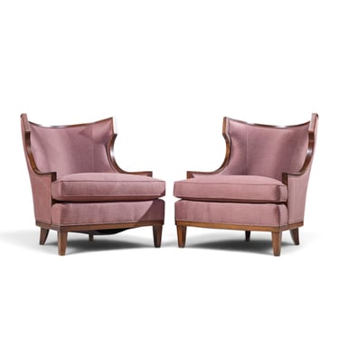 Barbara Barry for Henredon Walnut Lounge Chairs - Pair 
