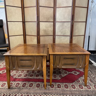 Mid Century Walnut Brasilia-Style Sculpted End Tables