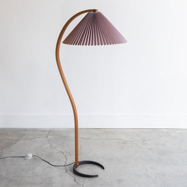 Vintage Mads Caprani Floor Lamp circa 1970 Made in Denmark with Rare Muted Pink Sade | All Original 