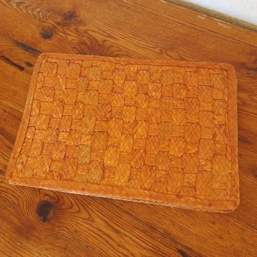 Vintage Woven Bamboo Placemats Set of 4 Rectangular Orange 