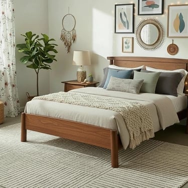 Sunrise Platform Bed: Solid Wood Mid Century Modern Bed Frame - Walnut, Cherry, Maple, White Oak - Handmade in Ohio - Queen King Full Twin 