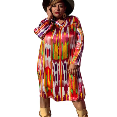 1970s Uzbek Vintage Soviet Silk Dress