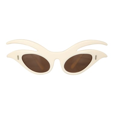 1950s Vintage Italian White Intricate Cat-Eye Sunglasses