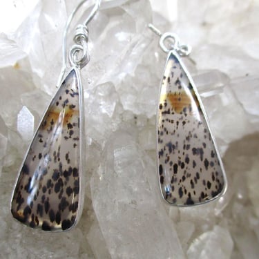 Montana Agate Earrings -Sterling Silver- Handmade 1 5/16