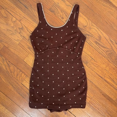 30s Swimaway wool one-piece bathing suit with embroidered flowers 