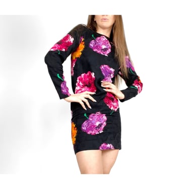 1980s dress vintage 80s damask straight fit dress 